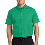 Port Authority Mens Easy Care Wrinkle Resistant Short Sleeve Button Down Shirt w/ Pocket - Court Green
