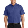 Port Authority Mens Easy Care Wrinkle Resistant Short Sleeve Button Down Shirt w/ Pocket - Mediterranean Blue