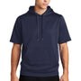 Sport-Tek Mens Moisture Wicking Fleece Short Sleeve Hooded Sweatshirt Hoodie - Navy Blue