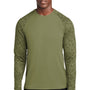 Sport-Tek Mens Digi Camo Moisture Wicking Long Sleeve Crewneck T-Shirt - Olive Drab Green
