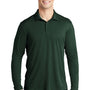 Sport-Tek Mens Moisture Wicking Long Sleeve Polo Shirt - Forest Green