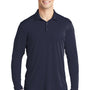 Sport-Tek Mens Moisture Wicking Long Sleeve Polo Shirt - True Navy Blue