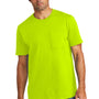 Volunteer Knitwear Mens USA Made All American Short Sleeve Crewneck T-Shirt w/ Pocket - Safety Green