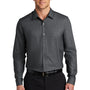 Port Authority Mens Pincheck Wrinkle Resistant Long Sleeve Button Down Shirt - Black/Steel Grey