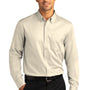 Port Authority Mens SuperPro Wrinkle Resistant React Long Sleeve Button Down Shirt w/ Pocket - Ecru
