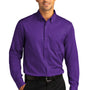 Port Authority Mens SuperPro Wrinkle Resistant React Long Sleeve Button Down Shirt w/ Pocket - Purple