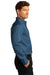 Port Authority Mens SuperPro Wrinkle Resistant React Long Sleeve Button Down Shirt w/ Pocket Regatta Blue Side