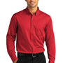 Port Authority Mens SuperPro Wrinkle Resistant React Long Sleeve Button Down Shirt w/ Pocket - Rich Red