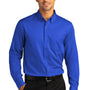Port Authority Mens SuperPro Wrinkle Resistant React Long Sleeve Button Down Shirt w/ Pocket - True Royal Blue