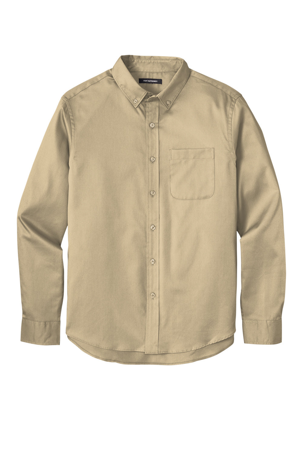 Port Authority W808 SuperPro Wrinkle Resistant React Long Sleeve Button Down Shirt w/ Pocket Wheat Flat Front