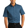 Port Authority Mens SuperPro Wrinkle Resistant React Short Sleeve Button Down Shirt w/ Pocket - Regatta Blue