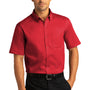 Port Authority Mens SuperPro Wrinkle Resistant React Short Sleeve Button Down Shirt w/ Pocket - Rich Red