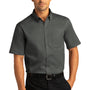 Port Authority Mens SuperPro Wrinkle Resistant React Short Sleeve Button Down Shirt w/ Pocket - Storm Grey