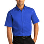 Port Authority Mens SuperPro Wrinkle Resistant React Short Sleeve Button Down Shirt w/ Pocket - True Royal Blue