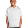 Sport-Tek Youth Fleece Moisture Wicking Short Sleeve Hooded Sweatshirt Hoodie - White