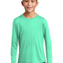 Sport-Tek Youth Moisture Wicking Long Sleeve Crewneck T-Shirt - Bright Seafoam Green
