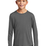 Sport-Tek Youth Moisture Wicking Long Sleeve Crewneck T-Shirt - Dark Smoke Grey