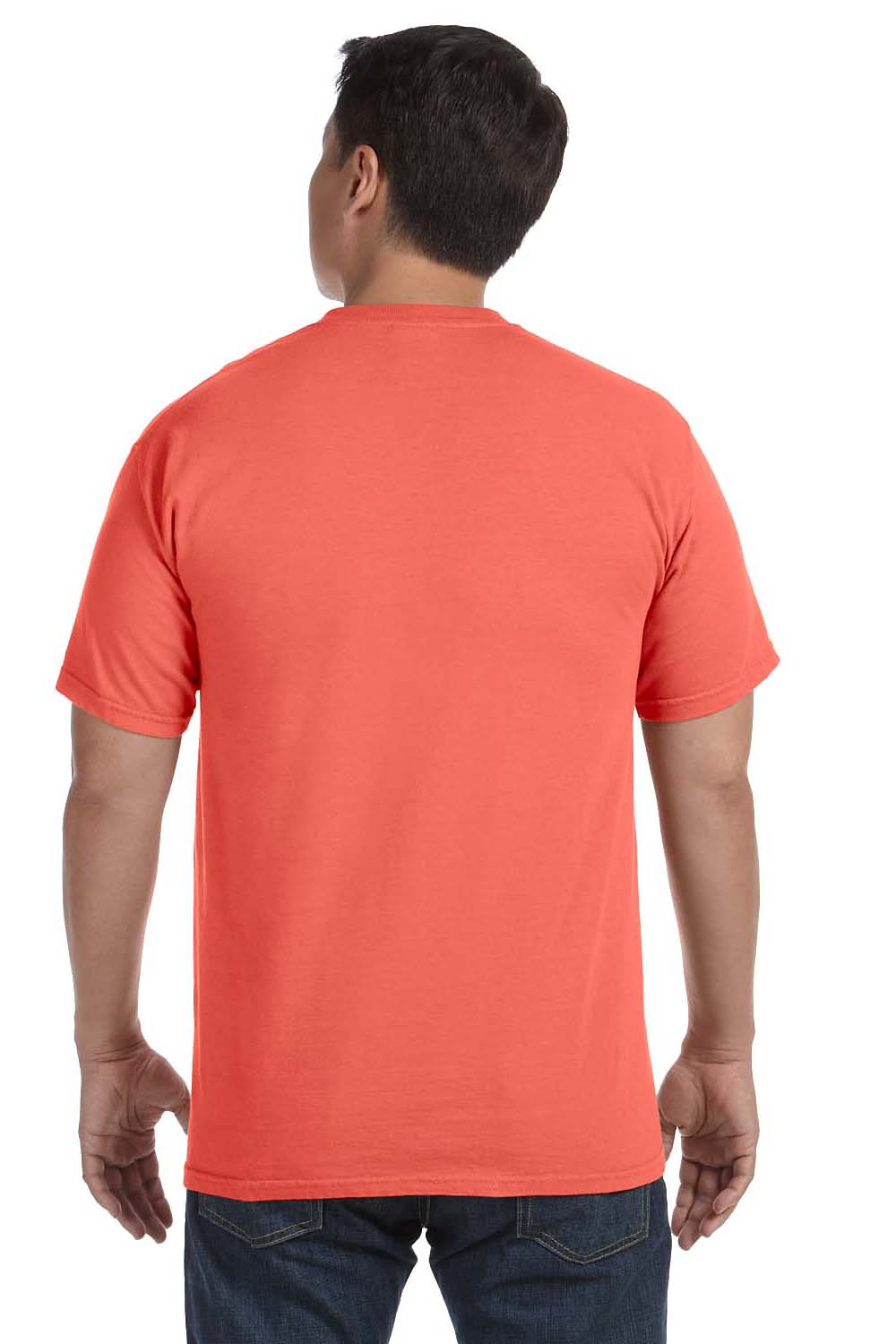 Comfort Colors C1717 Mens Short Sleeve Crewneck T-Shirt Bright Salmon Orange Back