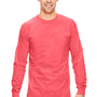 Comfort Colors Mens Long Sleeve Crewneck T-Shirt - Neon Red Orange
