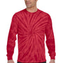 Tie-Dye Mens Long Sleeve Crewneck T-Shirt - Red