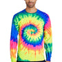 Tie-Dye Mens Long Sleeve Crewneck T-Shirt - Neon Rainbow