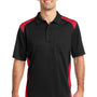 CornerStone Mens Select Moisture Wicking Short Sleeve Polo Shirt w/ Pocket - Black/Red