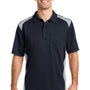 CornerStone Mens Select Moisture Wicking Short Sleeve Polo Shirt w/ Pocket - Dark Navy Blue/Light Grey