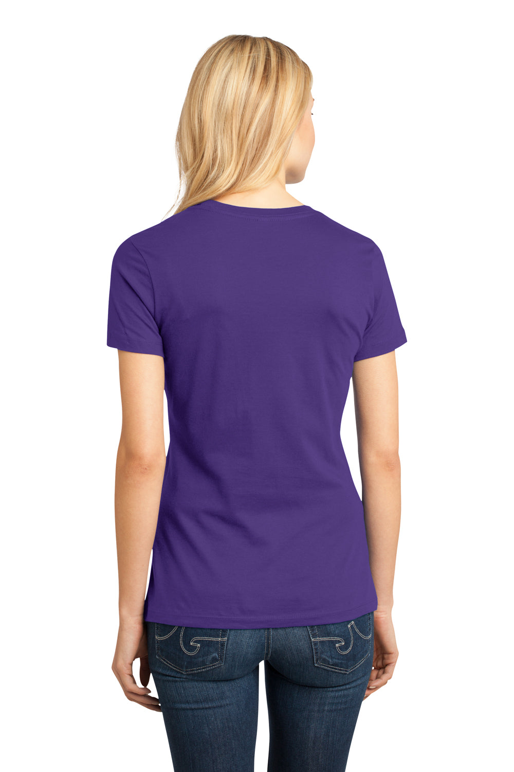 District DM104L Womens Perfect Weight Short Sleeve Crewneck T-Shirt Purple Back