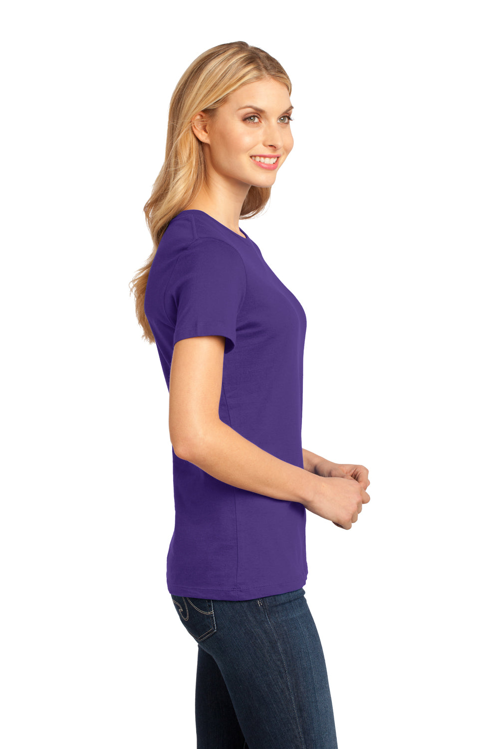 District DM104L Womens Perfect Weight Short Sleeve Crewneck T-Shirt Purple Side