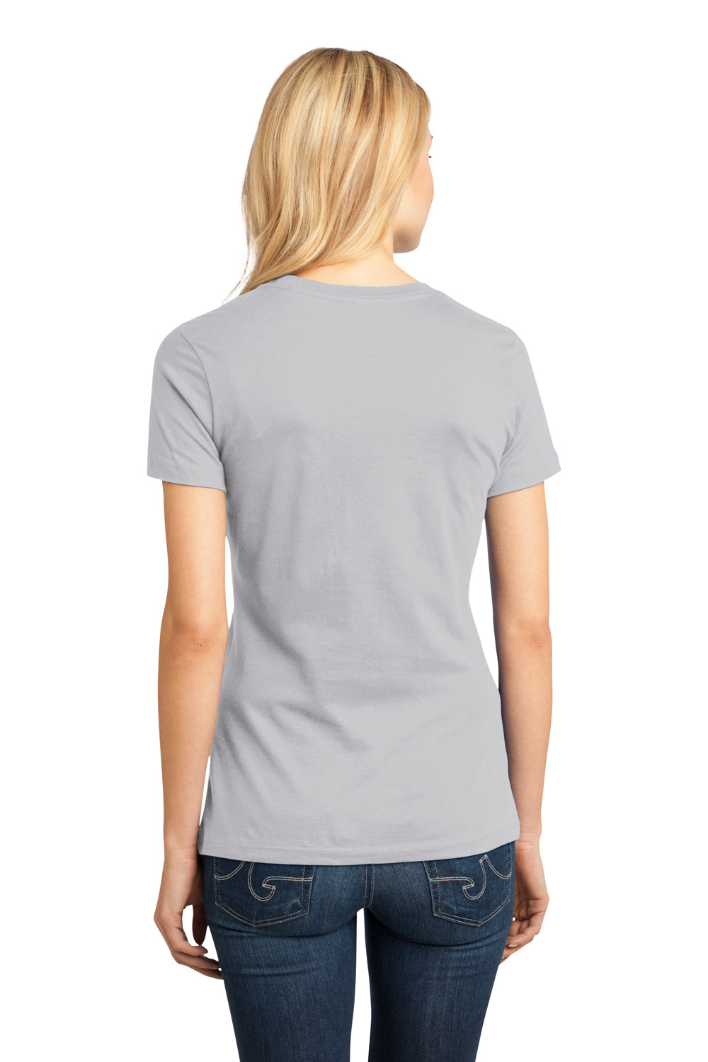 District DM104L Womens Perfect Weight Short Sleeve Crewneck T-Shirt Silver Grey Back