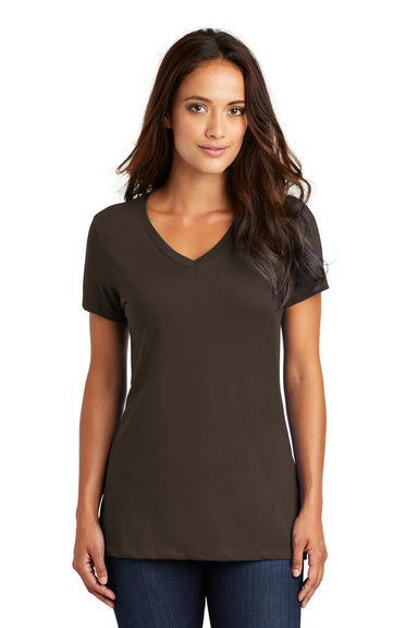 District DM1170L Womens Perfect Weight Short Sleeve V-Neck T-Shirt Espresso Brown Front