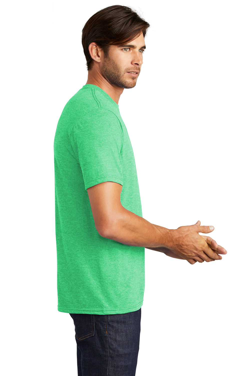 District DM130 Mens Perfect Tri Short Sleeve Crewneck T-Shirt Green Frost Side