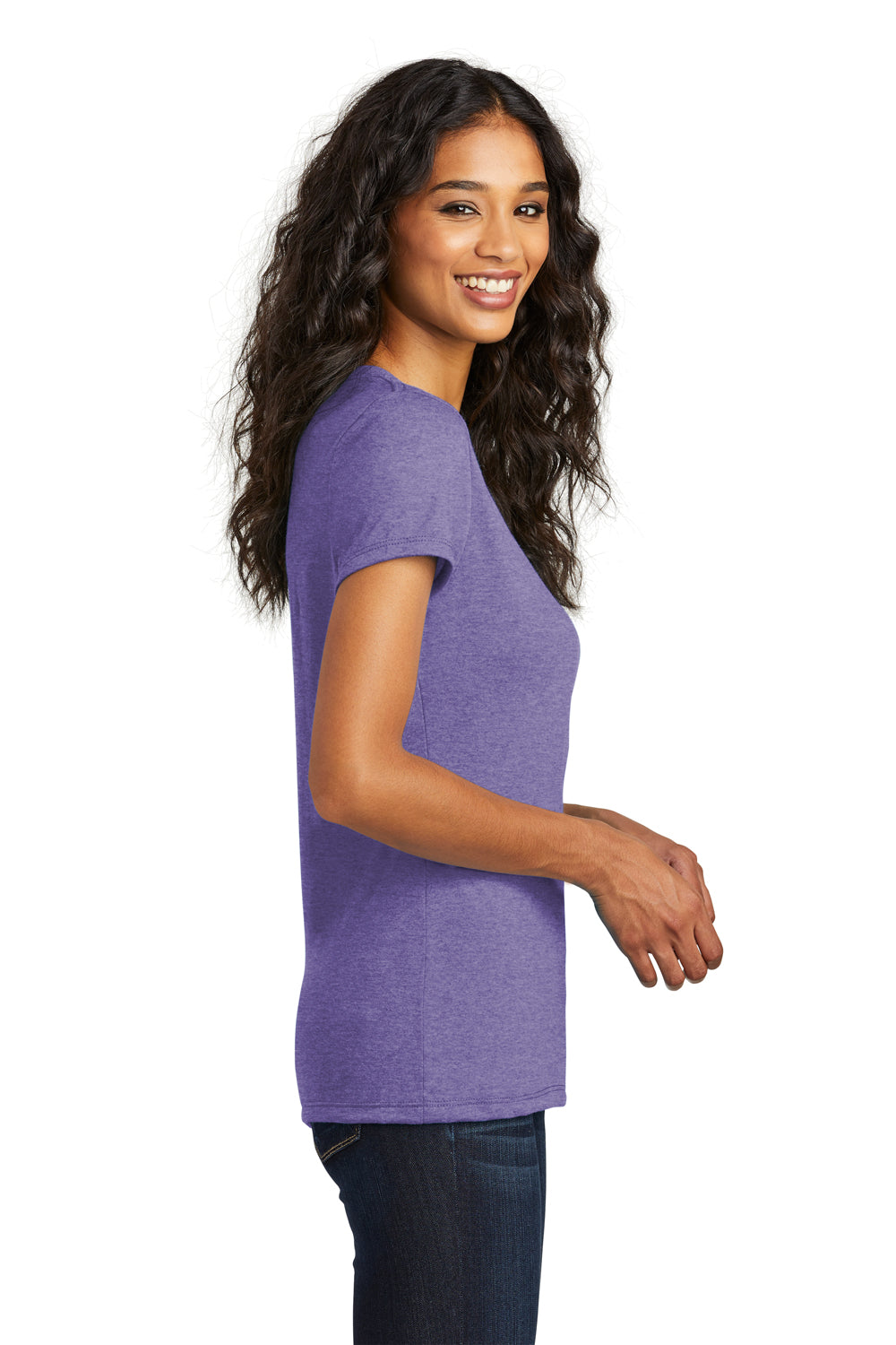 District DM1350L Womens Perfect Tri Short Sleeve V-Neck T-Shirt Purple Frost Side