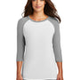 District Womens Perfect Tri 3/4 Sleeve Crewneck T-Shirt - White/Grey Frost