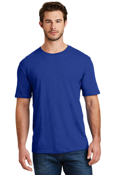 District DM3000 Mens Super Slub Short Sleeve Crewneck T-Shirt Royal Blue Front