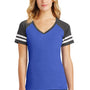 District Womens Game Short Sleeve V-Neck T-Shirt - Heather True Royal Blue/Heather Charcoal Grey
