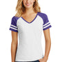 District Womens Game Short Sleeve V-Neck T-Shirt - White/Heather Purple