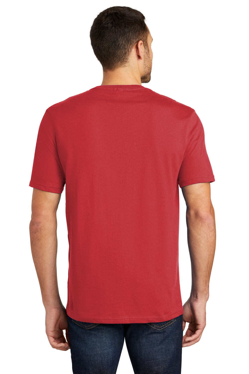 District DT104 Mens Perfect Weight Short Sleeve Crewneck T-Shirt Red Back