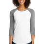 District Womens Very Important 3/4 Sleeve Crewneck T-Shirt - White/Heather Light Grey - Closeout