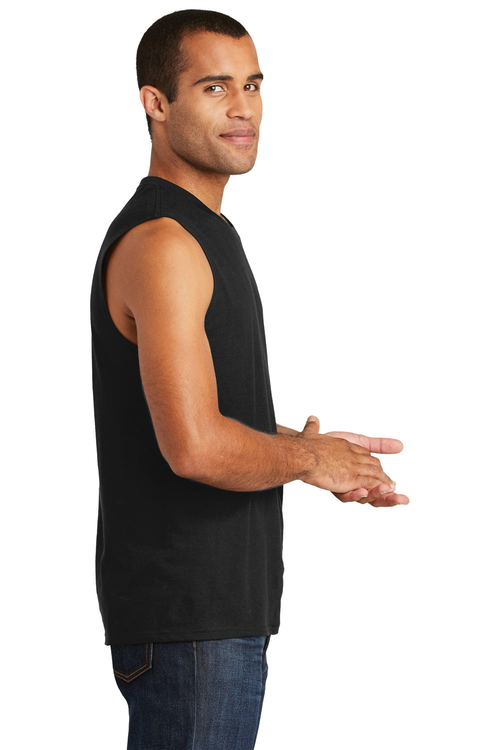 District DT6300 Mens Very Important Muscle Tank Top Black Side