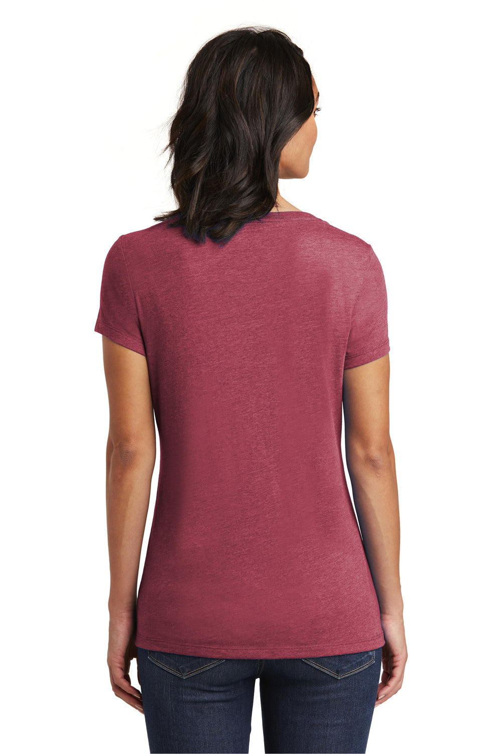 District DT6503 Womens Very Important Short Sleeve V-Neck T-Shirt Heather Cardinal Red Back