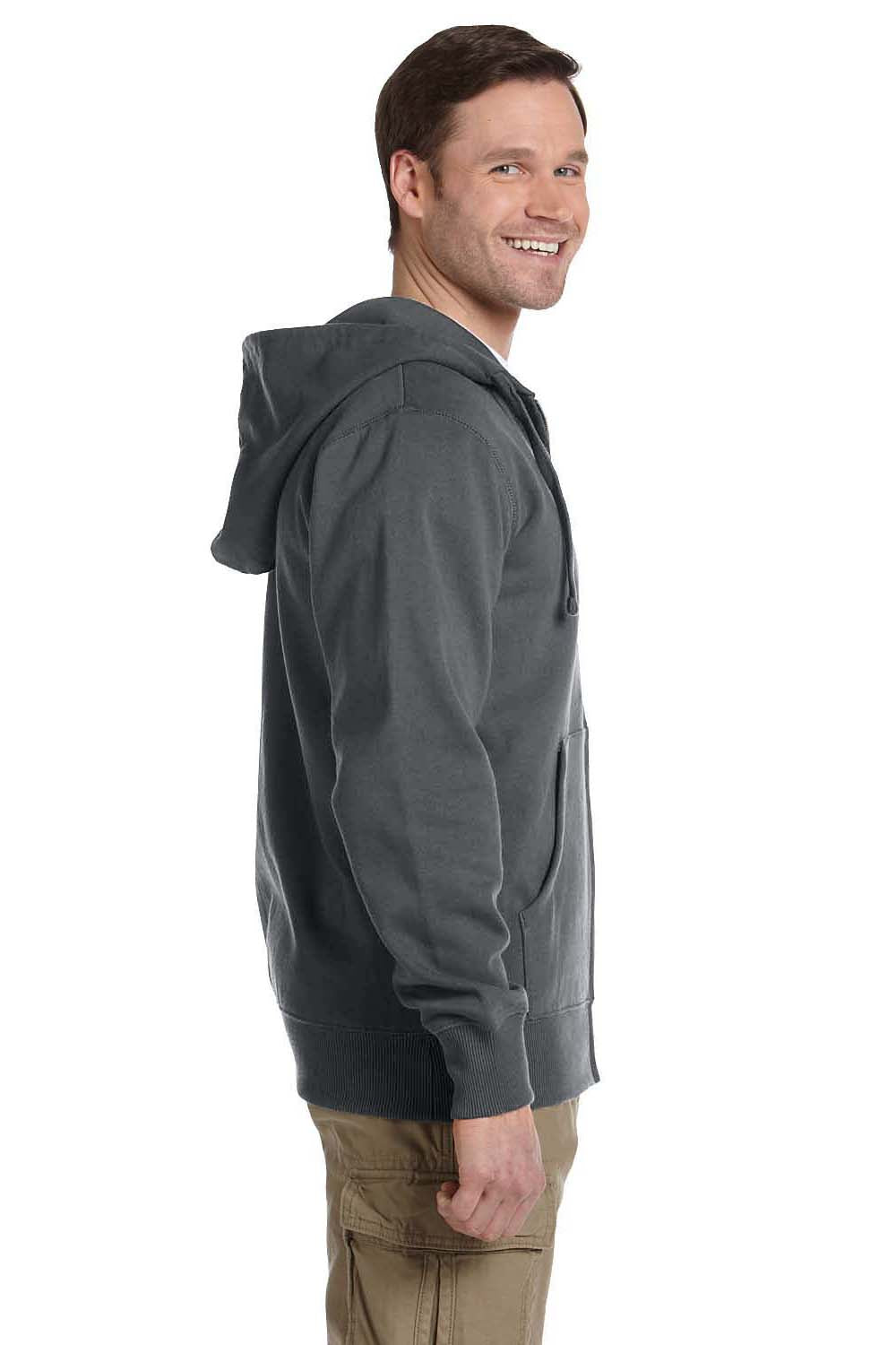 Econscious EC5650 Mens Full Zip Hooded Sweatshirt Hoodie Charcoal Grey Side