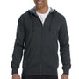 Econscious Mens Heathered Fleece Full Zip Hooded Sweatshirt Hoodie - Charcoal Grey