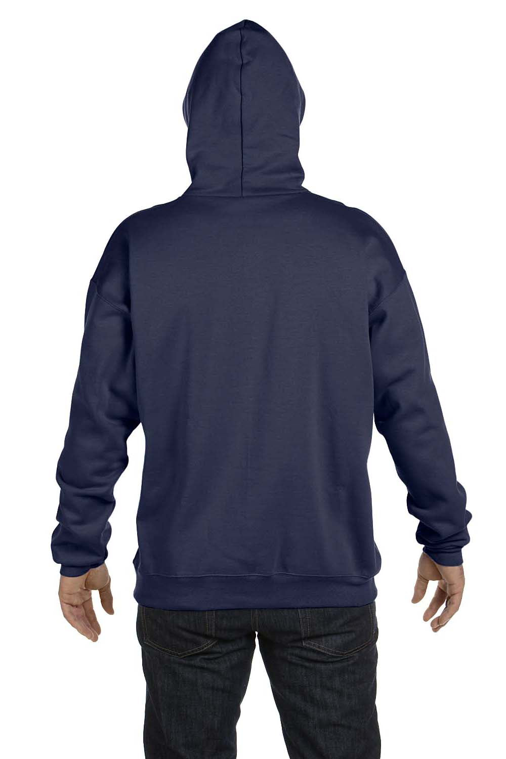 Hanes F170 Mens Ultimate Cotton PrintPro XP Hooded Sweatshirt Hoodie Navy Blue Back