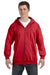 Hanes F280 Mens Ultimate Cotton PrintPro XP Full Zip Hooded Sweatshirt Hoodie Red Front