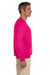 Gildan G180 Mens Fleece Crewneck Sweatshirt Heliconia Pink Side