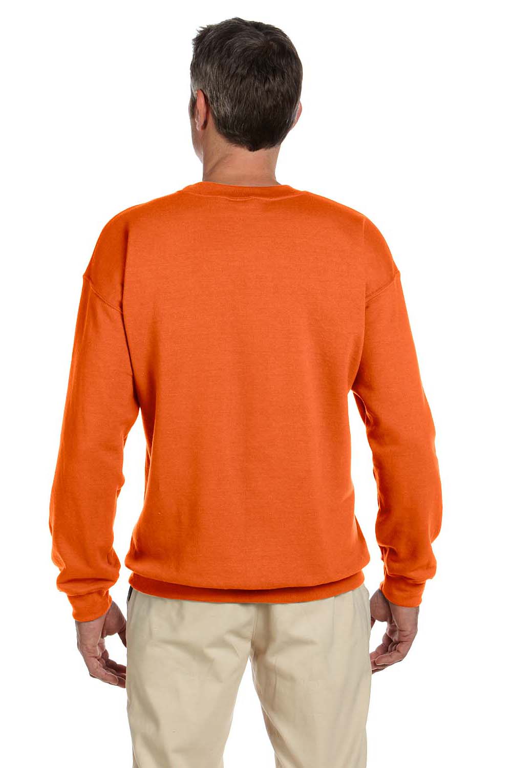 Gildan G180 Mens Fleece Crewneck Sweatshirt Orange Back