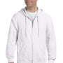 Gildan Mens Pill Resistant Full Zip Hooded Sweatshirt Hoodie - White
