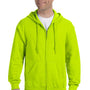 Gildan Mens Pill Resistant Full Zip Hooded Sweatshirt Hoodie - Safety Green