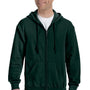 Gildan Mens Pill Resistant Full Zip Hooded Sweatshirt Hoodie - Forest Green